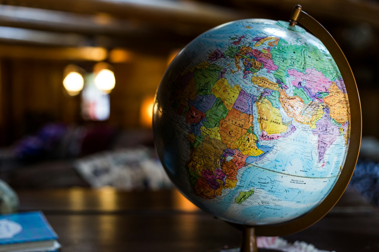 World globe focused on Africa, the Middle East and Asia